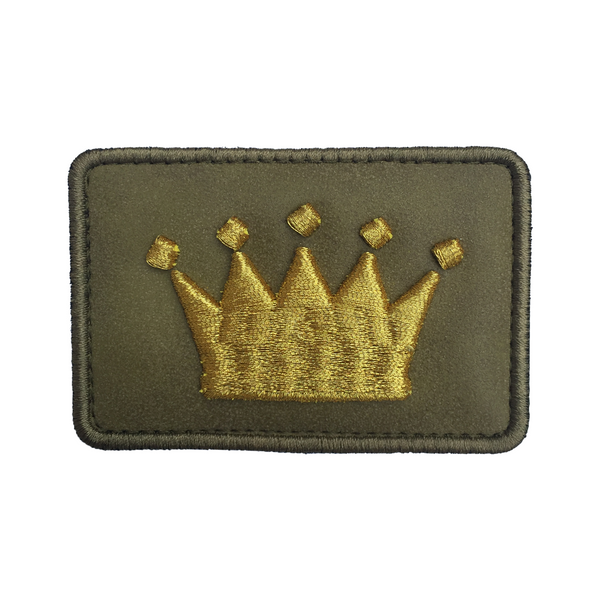 Crown Logo Olive Suede Velcro Patch (CapSlap)