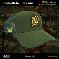 Velcro Baseball Cap in Green with Camo Mesh (includes 1 x FREE Velcro Patch)