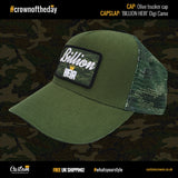 Velcro Baseball Cap in Green with Camo Mesh (includes 1 x FREE Velcro Patch)