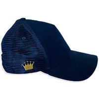 Velcro Baseball Cap in Navy Blue Suede + Navy Mesh (includes 1 x FREE Velcro Patch)