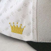 Velcro Baseball Cap in White with CC Repeat Logo Print (includes 1 x Velcro Patch) #capbuilder