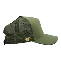 Velcro Baseball Cap in Green with Camo Mesh (includes 1 x FREE Velcro Patch)