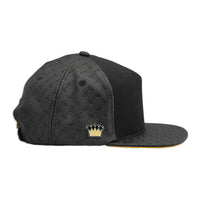 Velcro Snapback in Black Leather with Deboss Logo (includes 1 x FREE Velcro Patch)